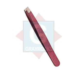 Pince à épiler à sourcils de couleur rose professionnelle pince à épiler en acier inoxydable inclinée beauté des cheveux - Product Image 3