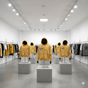 Premium Mustard <b>Zip</b> up <b>Hoodie</b> With RexFit Chest Print Soft Fleece Fabric Front Zipper Kangaroo <b>Pocket</b> Streetwear Style Unisex - Product Image 5