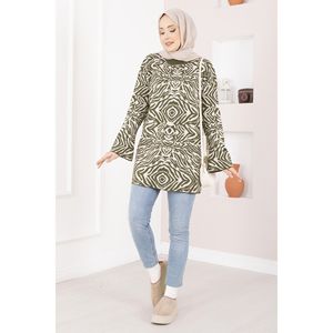 Pull en tricot à motif zèbre kaki respirant style coréen imprimé décontracté pour l'automne et l'hiver, pièce unique incluse - Product Image 1