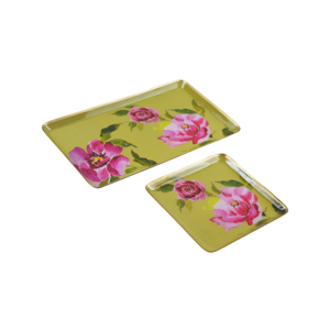 Bandeja de esmalte de Metal con tema dorado de lujo, 2 tamaños, accesorios de cocina, bandeja para servir, precio al por mayor, propósito decorativo fabricado - Product Image 1