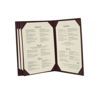 Couverture de menu de restaurant en cuir PU A4 de haute qualité pour personnalisation