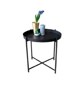 Mesas auxiliares de metal con acabado moderno, perfectas para salas de estar, patios y balcones, decoración para sentarse - Product Image 6