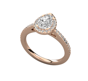 แหวนหมั้นผู้หญิงสุดหรู ทองคำแท้ 14K/แพลตตินัม/เงิน ทรงลูกแพร์ เพชรเลี้ยงในห้องปฏิบัติการ ได้รับการรับรองจาก IGI ดีไซน์คลาสสิกสั่งทำพิเศษ - Product Image 1