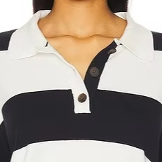 เสื้อโปโลรักบี้แขนยาวระบายอากาศสำหรับผู้หญิงเสื้อครอปแบบคลาสสิกลายทางแบบคลาสสิก - Product Image 5