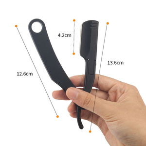 KKZ Cuchillas de afeitar de peluquero de borde recto de estilo clásico profesional Cuchillas reemplazables de afeitado y cuidado de barba manual para hombres - Product Image 5