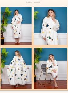 ชุดคลุมคาฟตันผ้าฝ้ายสีขาวสำหรับผู้หญิง DAFNI BIG PAZAR ลายพิมพ์ตาหยินหยาง พิมพ์ลายดิจิทัล ชุดโปรโมชั่นตรุษจีน - Product Image 4
