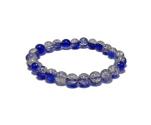 Bracelet en cristal bleu océan, perles rondes craquelées, pierre de 8 mm, pierre précieuse, mode, cadeau pour homme et femme, énergie - Product Image 6