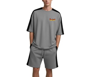 Fashion Style 2026 Pure Cotton Tracksuits Loose Shorts Full <b>Set</b> of T-shirts Direct-to-Garment (DTG) Printing Men's T-shirt <b>Sets</b> - Product Image 1