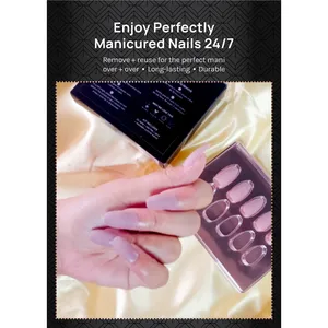 Uñas Postizas A3shop AOA Pro de Alta Calidad Hechas a Mano, Diseño Cuadrado con Patrón de Suéter, Uñas Postizas con Puntas Largas Personalizadas - Product Image 2