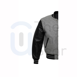 Nueva chaqueta negra de cuero universitario de béisbol para hombres y mujeres, chaqueta deportiva personalizada con logotipo frontal de cuello levantado para invierno - Product Image 4
