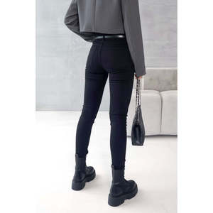 Women's High-Waisted <b>Jeans</b> with Pockets and No <b>Belt</b>, 30459 - Black - Product Image 5