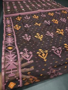 Tendance Dhakai Jamdani Sharee Qualité d'exportation pour les femmes JAMDANI TISSU Bleu ROUGE VERT Doré Bleu Ciel du Bangladesh - Product Image 2