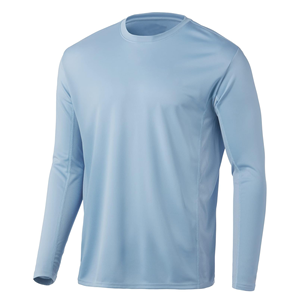 Chemise de pêche unisexe à manches longues, couleur unie, UPF 50, antibactérienne, 100% polyester, impression par transfert par sublimation, devant à enfiler - Product Image 1