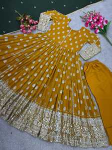 Lanzamiento de vestido de trabajo de secuencia de bordado pesado completo con parte inferior completamente cosida y vestido Dupatta - Product Image 2