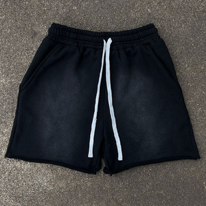 กางเกงขาสั้นผ้าฝ้ายเทอร์รี่ฟอกสีกรดแนววินเทจสำหรับผู้ชายกางเกงวิ่งสไตล์สตรีทแวร์ทรงหลวมใส่ฤดูร้อน - Product Image 5