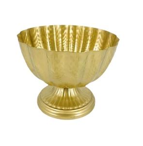 Vase à fleurs sur pied en fer texturé doré moderne - Vase de table de Noël résistant à la rouille - Product Image 6