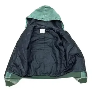 <b>hoodies</b> Custom Wash Heavy Duck Canvas <b>Work</b> Vintage Faded Worker Zip up Acid Wash Hoodie <b>Men</b> <b>Hoodies</b> High Quality OEM Service - Product Image 3