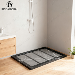 Plato de Ducha Rectangular Moderno de Piedra con Drenaje Lineal y Diseño Minimalista - Product Image 3