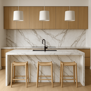 Grande dalle en quartz Calacatta Noah Unionstone, composition cristalline, imperméable, produit mural moderne - Product Image 2