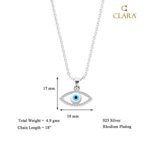 Collar con Colgante de Ojo Turco CLARA en Plata de Ley 925, con Turquesa, Zirconia y Diamantes Engastados en Bisel, Bañado en Rodio, Moderno, Regalo Perfecto - Product Image 5