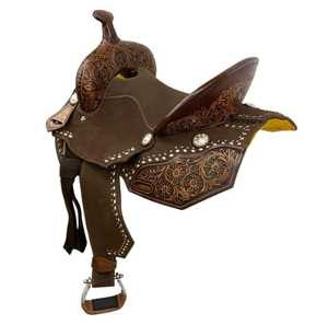 Sillín de barril occidental de cuero de alta calidad para equitación y Doma Clásica Logotipo personalizado Precio al por mayor - Product Image 4