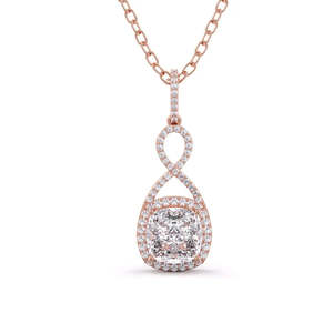 Colgante de diamante con corte halo de 2.90 quilates, color F, claridad VS, diamante cultivado en laboratorio, en oro de 14 quilates, para bodas, compromisos y fiestas. - Product Image 1