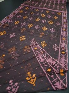 Tendance Dhakai Jamdani Sharee Qualité d'exportation pour les femmes JAMDANI TISSU Bleu ROUGE VERT Doré Bleu Ciel du Bangladesh - Product Image 4