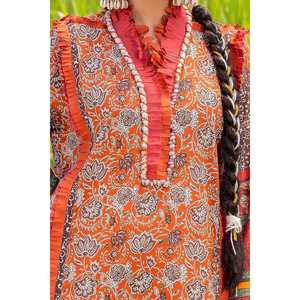 Conjunto de traje de dos piezas sin coser de tela de algodón para mujer, color marrón, marca Gul Ahmed - Product Image 3