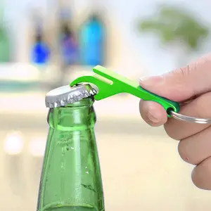 Großhandel Schlüssel bund Flasche Promotion Einfach Gravierte Aluminium Schlüssel bund Flaschen öffner Benutzer definiertes Logo Edelstahl Flaschen öffner