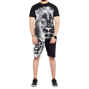Nouvelle mode Ensemble de short imprimé Lion complet pour hommes ensemble de short imprimé deux pièces sur mesure en gros pas cher Fitnesswear ensemble de short - Product Image 3