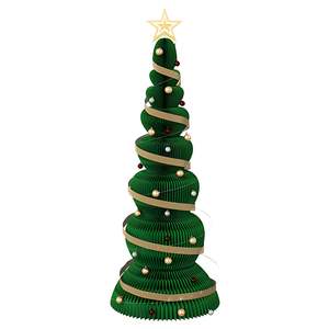 Arbre de Noël vert pliable arbre de Noël en papier avec accessoires arbre de Noël en nid d'abeille pour la fête - Product Image 1