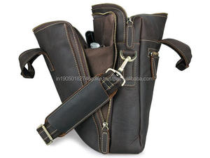 Elegante Delgado y moderno Nuevo bolso de cuero genuino para computadora portátil Vintage Messenger Satchel con maletín duradero Estuche negro para computadora portátil de viaje - Product Image 5