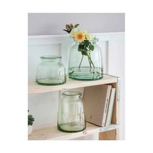 Jarrón de cristal laminado con borde grueso reciclado transparente grande más vendido para decoración de hotel y hogar - Product Image 6