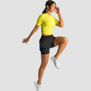 Meilleur prix de gros Logo personnalisé plaine femmes Shorts de gymnastique entraînement gym taille adulte respirant femmes Shorts - Product Image 3