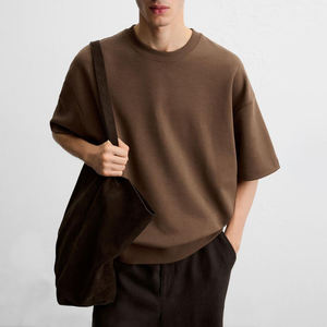 Custom Logo Wholesale 220gsm High Quality 100% Cotton Regular Fit Eco Friendly Breathable Solid Street Style Drop T Shirt <b>Men</b> - Product Image 5