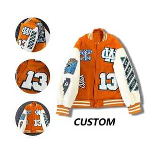 Custom Logo Wool Chenille Embroidery Baseball Letterman <b>Jackets</b> <b>Men</b> Vintage Stand Eco-Friendly Reversible <b>Thin</b> Winter Varsity - Product Image 3