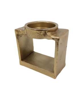 Best Quality Home Decoration Iron Wood T-Light Holder BrassColour Iron Wire and Wooden Base Candle Stand Candle Holder Available - Product Image 2