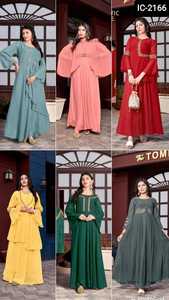 Indian Ethnic Designer Georgette Long Gowns <b>for</b> <b>Women</b> Full Flair with Heavy Handwork Ready-Made <b>Kurtis</b> in Full Sizes - Product Image 6