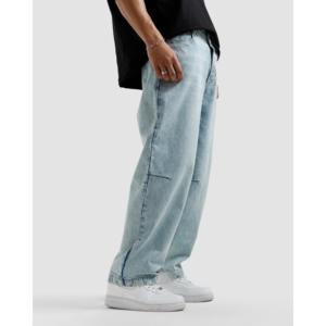 กางเกงยีนส์ทรงตรงหลวมสไตล์วินเทจ ขากว้างแบบถัก มีตัวเลือกเอวสูงและต่ำ สีสโตนวอช พิมพ์ลายสีเข้มและสีอ่อน สำหรับฤดูใบไม้ร่วง - Product Image 1