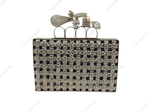 Bolso de Mano de Lujo en Metal Plateado con Diseño a Cuadros, Hecho a Mano, para Fiestas, Eventos, Bodas, para Mujer, Premium - Product Image 5