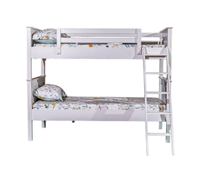 Dakota Modern Design Eco-Friendly Durable Comfortable Extendable Foldable <b>Bunk</b> <b>Bed</b> White Rubber <b>Wood</b> <b>Solid</b> Construction - Product Image 4