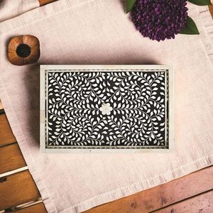 Bandeja de servicio de cocina con incrustaciones de hueso hermosa bandeja de plato Floral hecha a mano decoración del hogar regalo para uso en restaurantes - Product Image 1