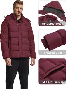 Chaqueta acolchada ligera y resistente al agua para hombre, abrigo de invierno con capucha, chaqueta acolchada cálida, abrigo grueso de algodón - Product Image 3