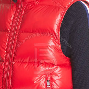 Winter Sleeveless Glossy Puffer Vest <b>Jacket</b> Custom Logo <b>Waterproof</b> Stand Collar Bubble Men's Hoodie - Product Image 3