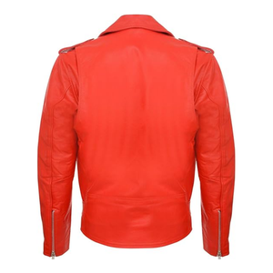 Chaqueta de Cuero de Diseñador con Cuello Alto y Revestimiento de Lona de Color Rojo para Hombre, Elegante con Bolsillos Delanteros con Solapa, Estilo Invernal Transpirable - Product Image 2