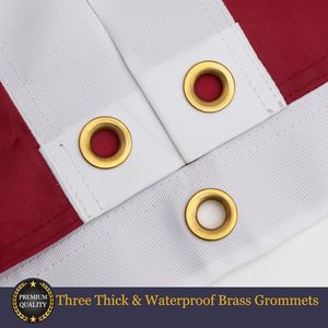 Drapeaux de fanionnage extérieurs imperméables et durables 3x6 pieds en polyester avec mât en aluminium, drapeau américain étoiles brodées pour le 250e anniversaire - Product Image 4