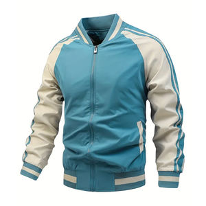 Chaqueta universitaria de bloque de color para hombre, ropa deportiva a rayas con cremallera, chaqueta Bomber informal para otoño e invierno, ropa para exteriores - Product Image 3