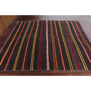 Vintage Large Rug 6.3x7.3 ft, Black <b>Red</b> Plants & trees Rug <b>Wool</b> - Product Image 3