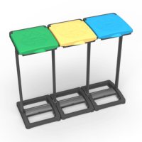 Poubelles rectangulaires en plastique écologiques Mongardi Made in Italy, très vendues, capacité 80L, résistantes aux intempéries, sans vis