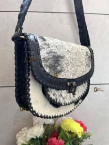 Vente chaude élégant Vintage en cuir de vachette sac à main vrais cheveux cacher fourrure bandoulière sac à bandoulière multi-usage femmes taille sac à bandoulière - Product Image 3